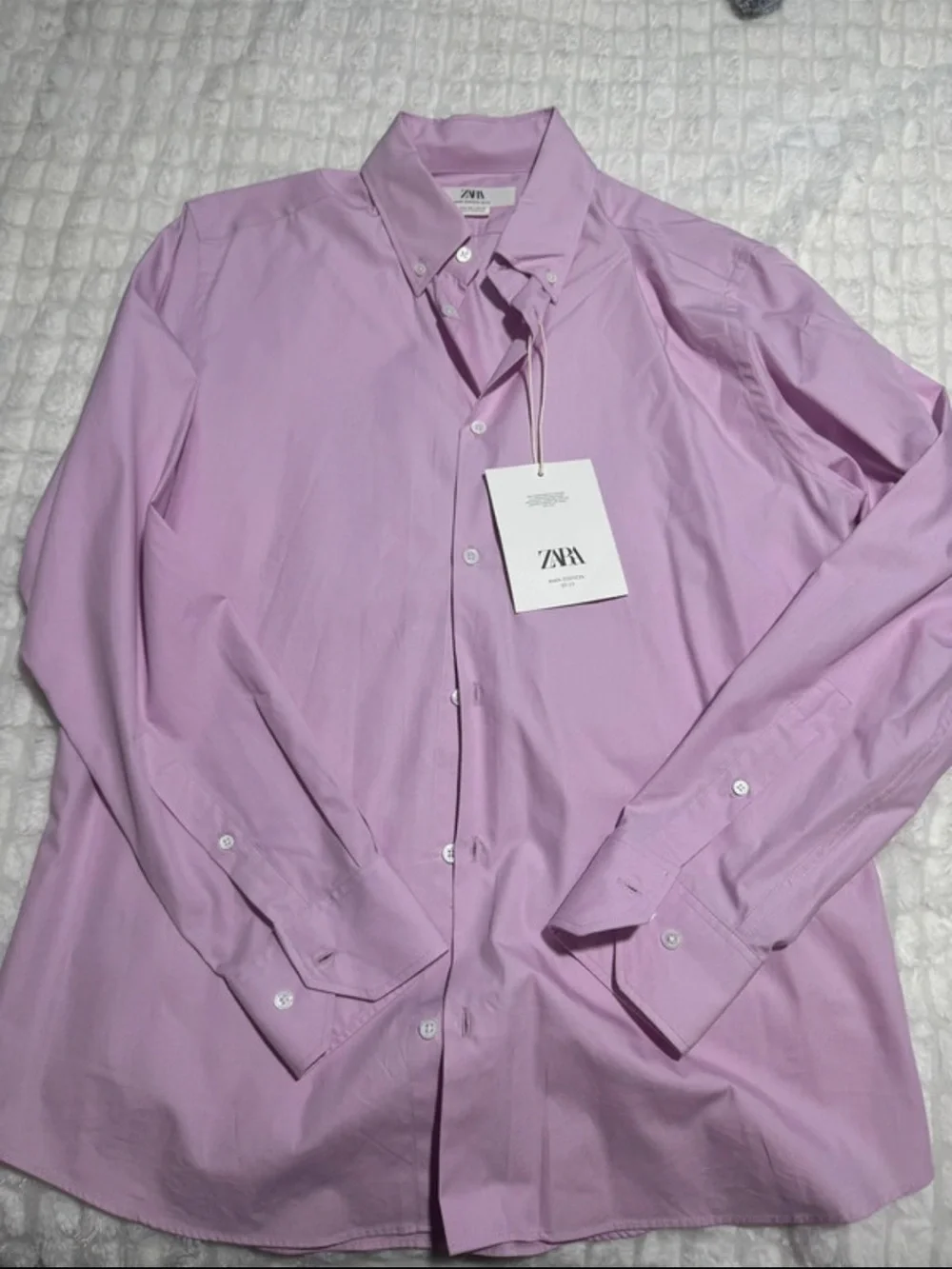 Zara Men's Light Lavender Button-Down Dress Shirt